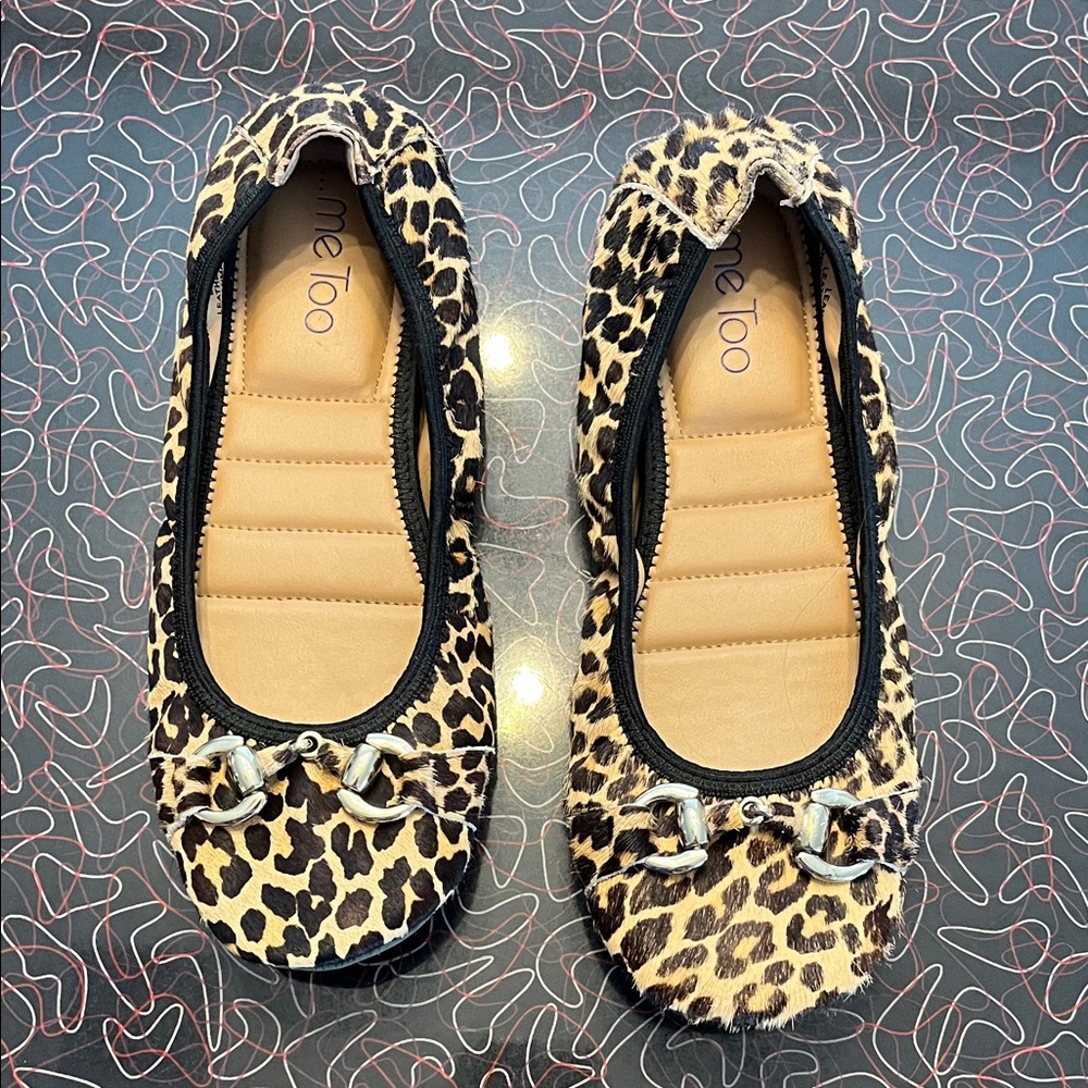 Me Too Leopard Print Flats with Silver Accents